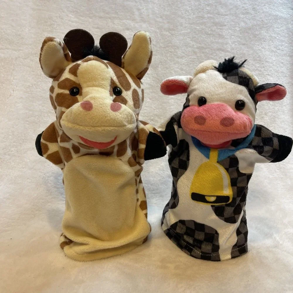 2‎ Piece Puppet bundle Giraffe & Cow Plush Playtime